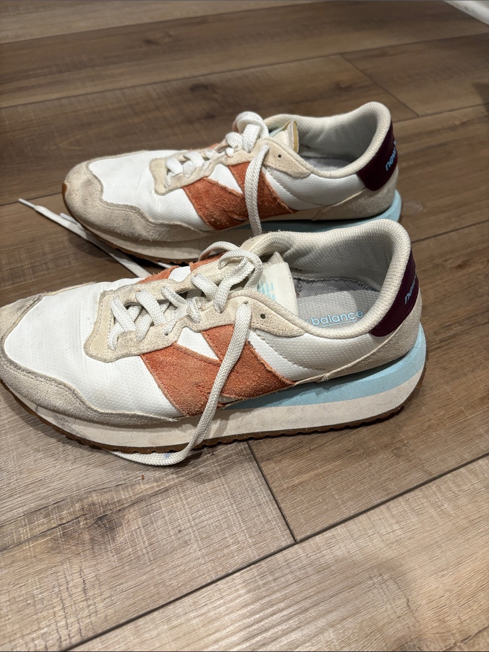 New Balance Women’s Retro Runner Sneakers - Cream with Orange Accent